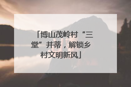 博山茂岭村“三堂”并蒂，解锁乡村文明新风